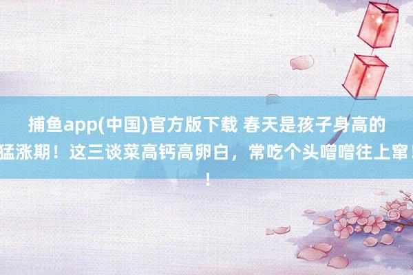 捕鱼app(中国)官方版下载 春天是孩子身高的猛涨期！这三谈菜高钙高卵白，常吃个头噌噌往上窜！