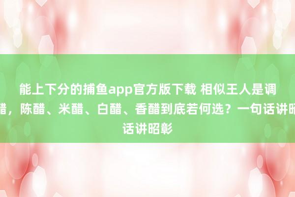 能上下分的捕鱼app官方版下载 相似王人是调味醋，陈醋、米醋、白醋、香醋到底若何选？一句话讲昭彰