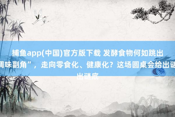 捕鱼app(中国)官方版下载 发酵食物何如跳出“调味副角”，走向零食化、健康化？这场圆桌会给出谜底