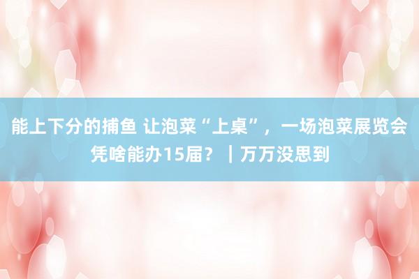 能上下分的捕鱼 让泡菜“上桌”，一场泡菜展览会凭啥能办15届？｜万万没思到