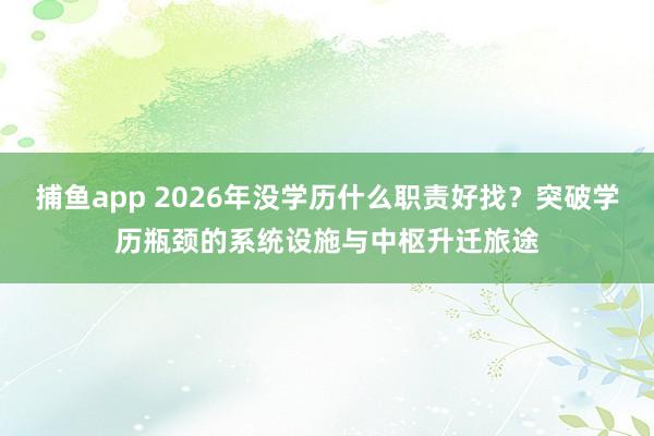 捕鱼app 2026年没学历什么职责好找？突破学历瓶颈的系统设施与中枢升迁旅途