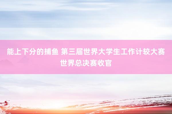能上下分的捕鱼 第三届世界大学生工作计较大赛世界总决赛收官
