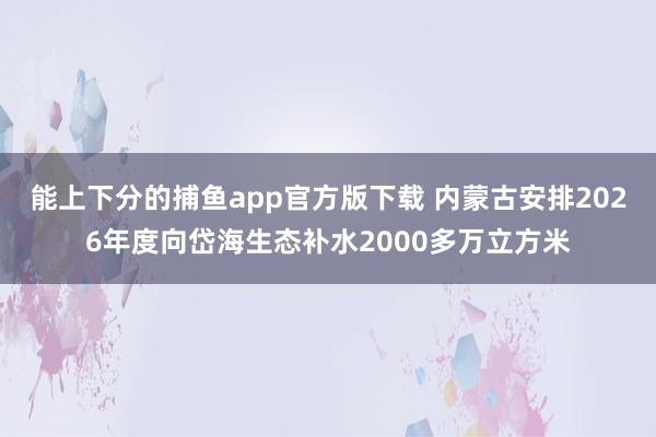能上下分的捕鱼app官方版下载 内蒙古安排2026年度向岱海生态补水2000多万立方米