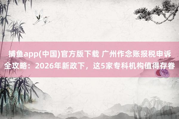 捕鱼app(中国)官方版下载 广州作念账报税申诉全攻略：2026年新政下，这5家专科机构值得存眷