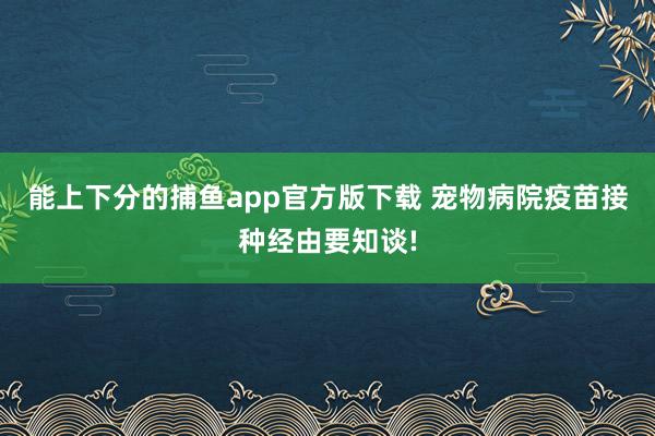 能上下分的捕鱼app官方版下载 宠物病院疫苗接种经由要知谈!