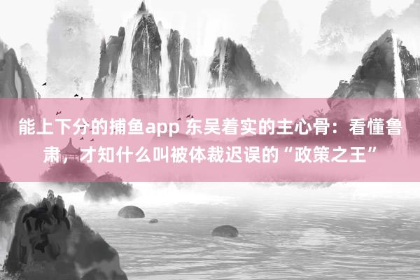 能上下分的捕鱼app 东吴着实的主心骨：看懂鲁肃，才知什么叫被体裁迟误的“政策之王”