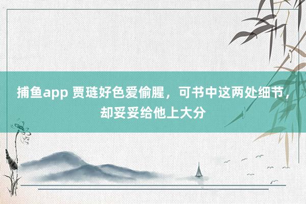 捕鱼app 贾琏好色爱偷腥，可书中这两处细节，却妥妥给他上大分