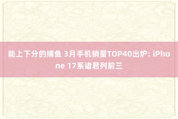 能上下分的捕鱼 3月手机销量TOP40出炉: iPhone 17系诸君列前三