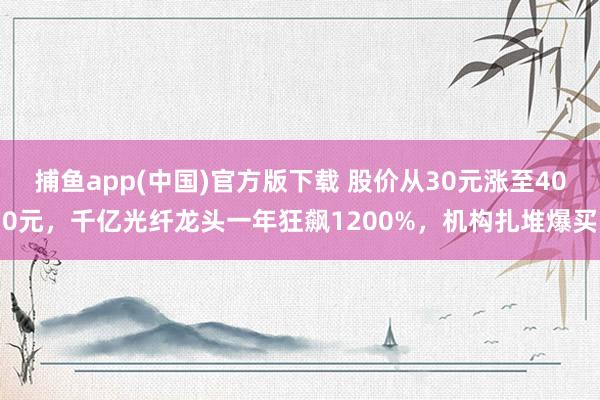 捕鱼app(中国)官方版下载 股价从30元涨至400元，千亿光纤龙头一年狂飙1200%，机构扎堆爆买