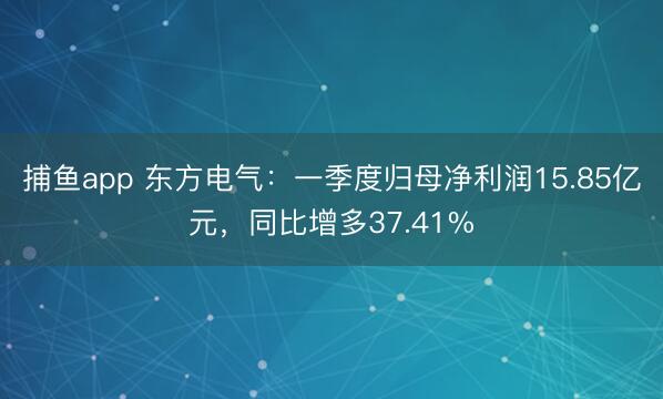 捕鱼app 东方电气：一季度归母净利润15.85亿元，同比增多37.41%
