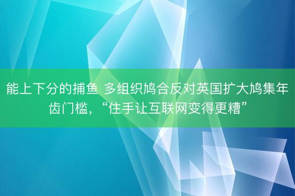 能上下分的捕鱼 多组织鸠合反对英国扩大鸠集年齿门槛，“住手让互联网变得更糟”