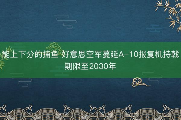 能上下分的捕鱼 好意思空军蔓延A-10报复机持戟期限至2030年